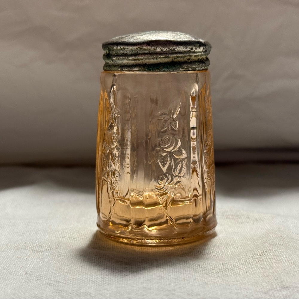 Vintage Glass Salt Shaker with Silver Lid